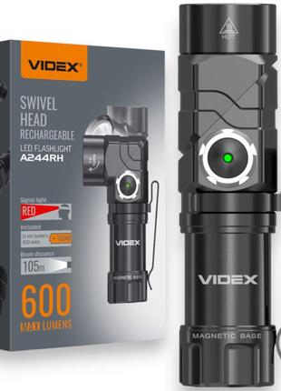 Налобно-ручний ліхтарик videx vlf-a244rh 600lm з променем до 105 м, захищений корпус, поворотний механізм