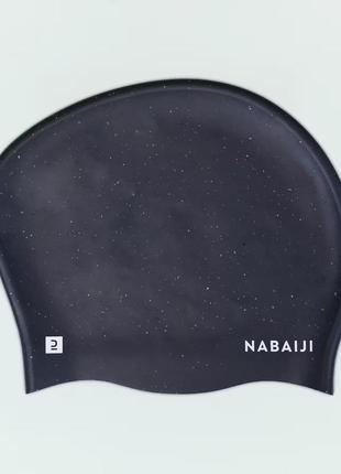 Шапочка для плавання, басейну nabaiji силіконова чорний для довгого волосся1 фото
