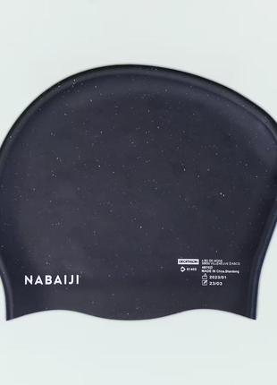 Шапочка для плавання, басейну nabaiji силіконова чорний для довгого волосся2 фото