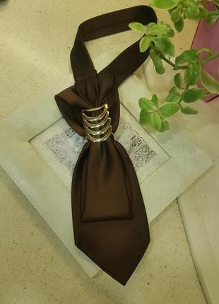 Женский шелковый галстук с украшением.5 фото