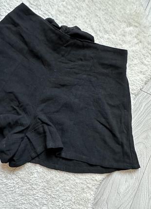 Шорты бермуды юбка черные с завязкой широкие2 фото