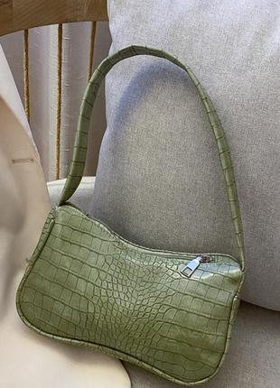 Компактна сумочка багет (св.-зелена)6 фото