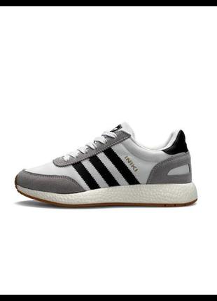 Женские кроссовки adidas originals iniki w white gray black5 фото