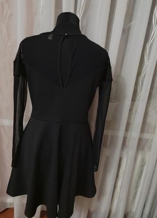 Платье черное с сеточкой коктельное2 фото