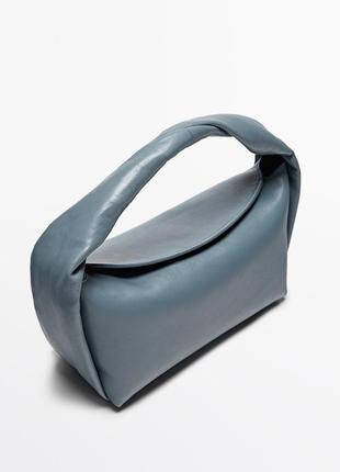 Кожаная голубая сумочка massimo dutti5 фото