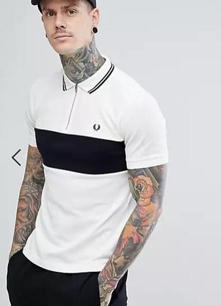 Поло, тенниска, батник fred perry panelled zip neck retro polo