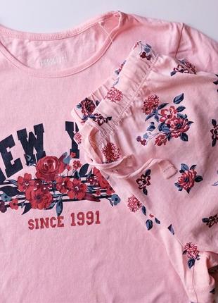 6-8 р літня піжама для дівчинки домашній одяг футболка дитяча шорти трикотажні відпочинок пляж літо2 фото