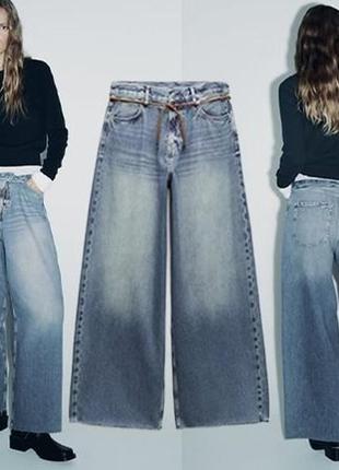 Джинси wide-leg  belted zara jeans