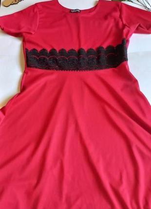 Червона весняна сукня  вишиванка 56 58  розмір нова міді3 фото