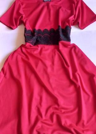 Червона весняна сукня  вишиванка 56 58  розмір нова міді7 фото