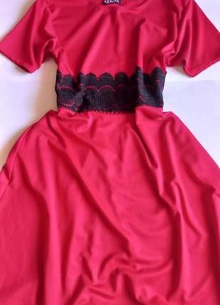 Червона весняна сукня  вишиванка 56 58  розмір нова міді9 фото