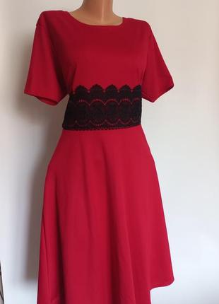 Червона весняна сукня  вишиванка 56 58  розмір нова міді4 фото