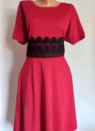 Червона весняна сукня  вишиванка 56 58  розмір нова міді6 фото