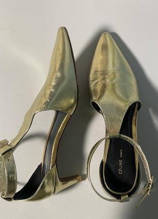 Туфлі celine metalic t strap pumps оригінал2 фото