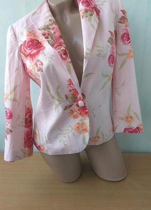 Льняной пиджак в цветах laura ashley , лен.3 фото