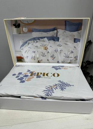 Эпико белье, постельное белье, сатиновый набор, набор с четирью подушками, с четырьмой наволочками, в коробке, хлопок, евро4 фото