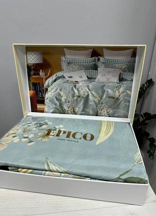 Эпико белье, постельное белье, сатиновый набор, набор с четирью подушками, с четырьмой наволочками, в коробке, хлопок, евро3 фото