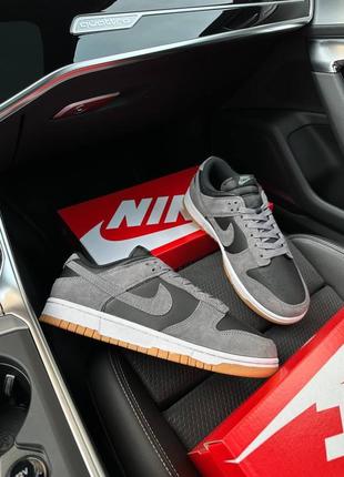 Nike sb dunk low dark grey black - кроссовки мужские серые