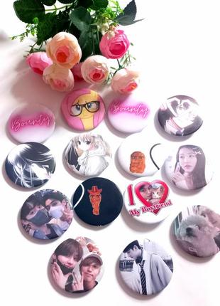 Значки k-pop anime та ін 58мм кей поп стрейкідс джиайдл аніме блек пінк твайс ітзі поні мемчики меми