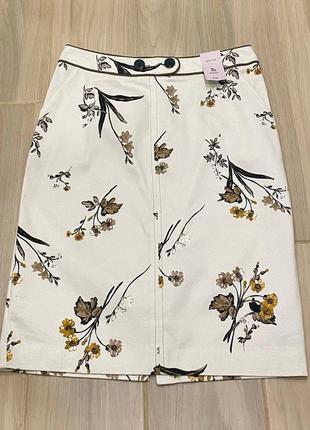 Акция 🎁 новая кремовая юбка-карандаш с карманами tu с цветочным принтом zara2 фото