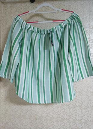 Marks &amp; spencer льняная блуза блузка топ кроп свободного кроя лен льняная лен коттон бренд marks &amp; spencer, р.185 фото