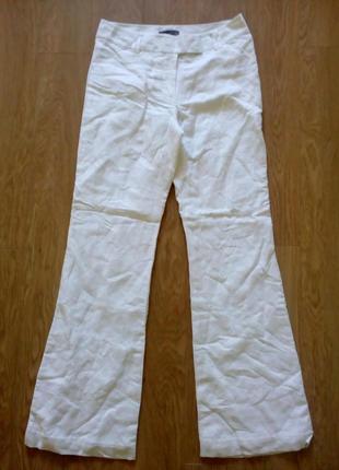 Белые льняные брюки на подкладке2 фото
