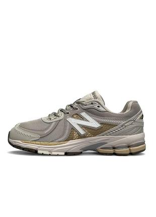 Мужские кроссовки new balance 860 v2 grey beige серые белые кожаные повседневные кроссовки весна лето