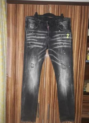 Чёрные стрейчевые джинсы dsquared размер 502 фото