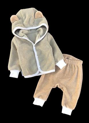 Костюм 2в1: кофта, штани "ведмежа", набивна махра, велюр, тм "happy тот" (74 см) (кофта зі штанами)