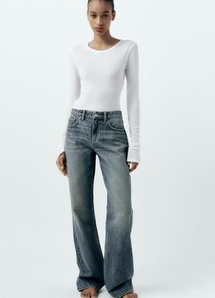 Джинси труби zara wide leg mid rise