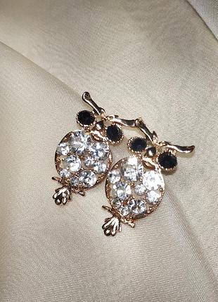 Серьги сова с камнями