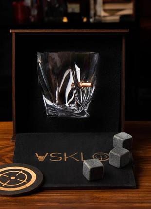 Хрустальный стакан bohemia quadro для виски с настоящею пулею 7.62 мм6 фото