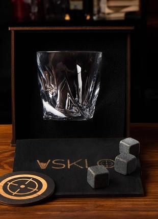 Кришталева склянка bohemia quadro для віскі з гербом україни3 фото