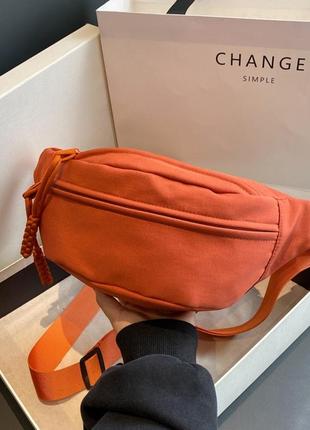 Сумка бананка унисекс, черная и оранжевая сумка через плечо, сумка на пояс. универсальная4 фото
