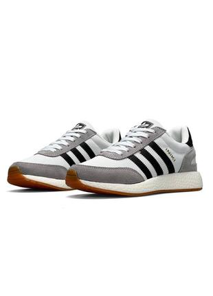 Женские кроссовки adidas originals iniki w white gray black6 фото