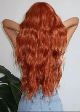 Парик рыжий волнистый искусственные волосы накладные волосы