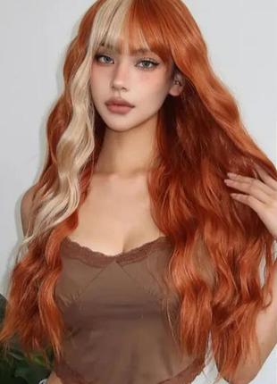 Парик рыжий волнистый искусственные волосы накладные волосы