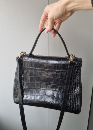 Кожаная сумка enrico coveri, винтажная сумка италия, сумка kelly, сумка кожа крокодила,7 фото