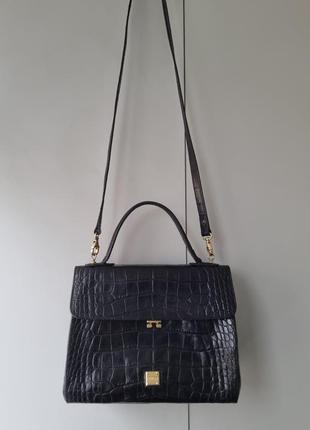 Кожаная сумка enrico coveri, винтажная сумка италия, сумка kelly, сумка кожа крокодила,2 фото