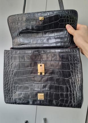 Кожаная сумка enrico coveri, винтажная сумка италия, сумка kelly, сумка кожа крокодила,4 фото