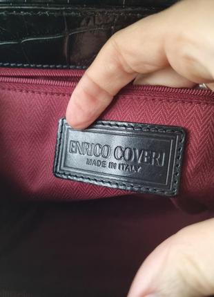 Кожаная сумка enrico coveri, винтажная сумка италия, сумка kelly, сумка кожа крокодила,6 фото