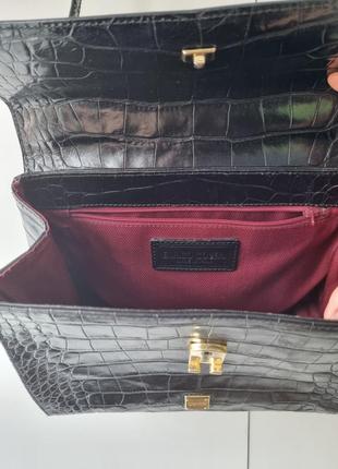 Кожаная сумка enrico coveri, винтажная сумка италия, сумка kelly, сумка кожа крокодила,5 фото