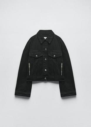 Джинсовая куртка с молниями оверсайз zara