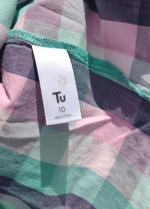 Цветная хлопковая блуза рубашка в клетку tu7 фото