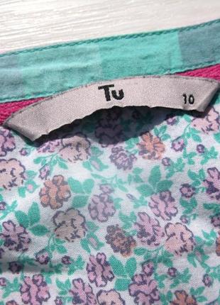 Цветная хлопковая блуза рубашка в клетку tu6 фото