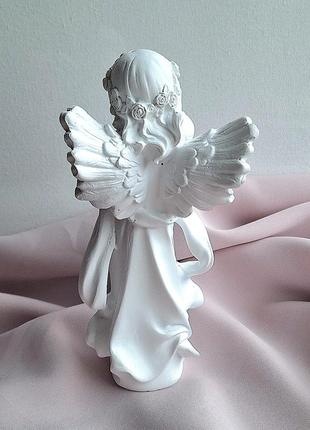 Статуэтка белый ангел с крыльями, декор для дома4 фото