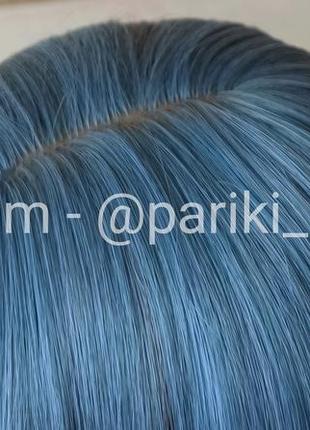 Нова блакитна перука, пряма, довга, з чубчиком, термостійка, парик4 фото