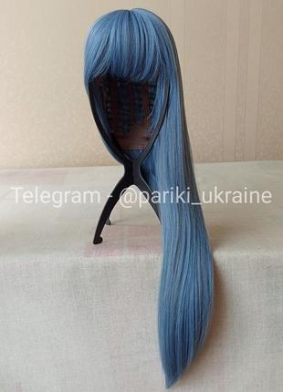Новый голубой парик, прямая, длинная, с горошкой, термостойкая, парик5 фото