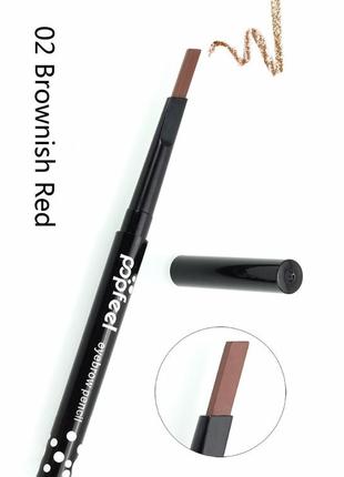 №02 brownish red олівець для брів восковий вологостійкий карандаш для бровей popfeel probeauty