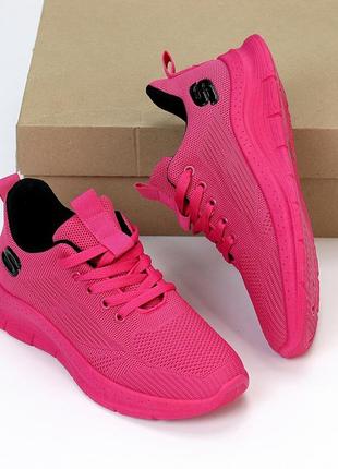 Літні яскраві текстильні еластичні рожеві кросівки6 фото
